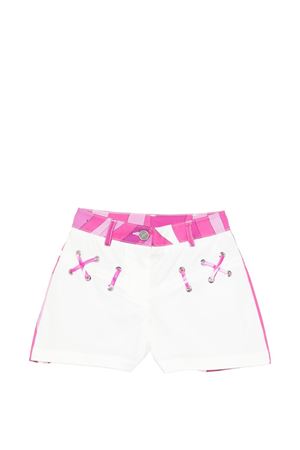 bermuda in cotone bianco e rosa EMILIO PUCCI KIDS | PY6B19G0199100FU